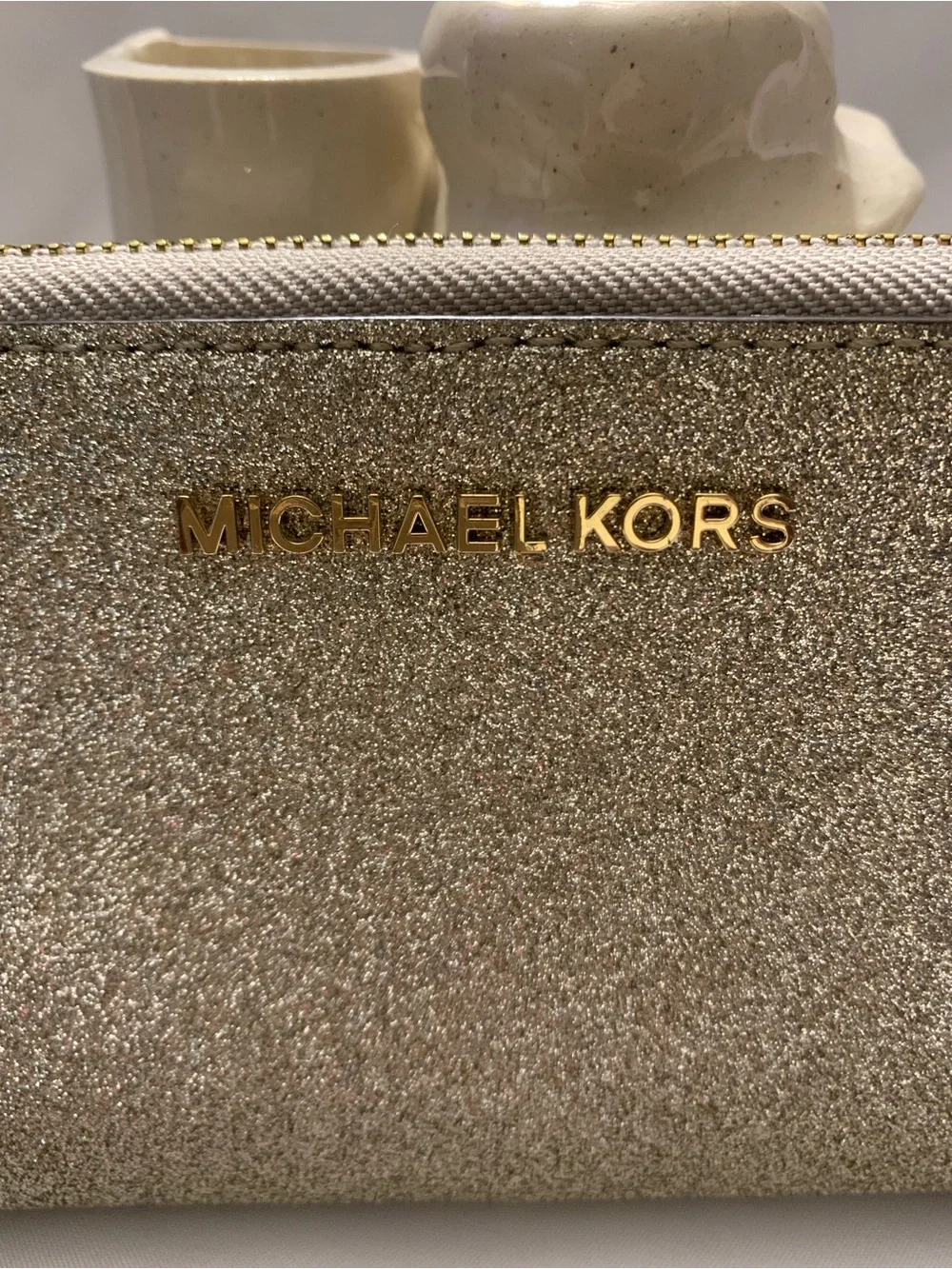 Michael Kors Glitter Gold Wristlet Clutch